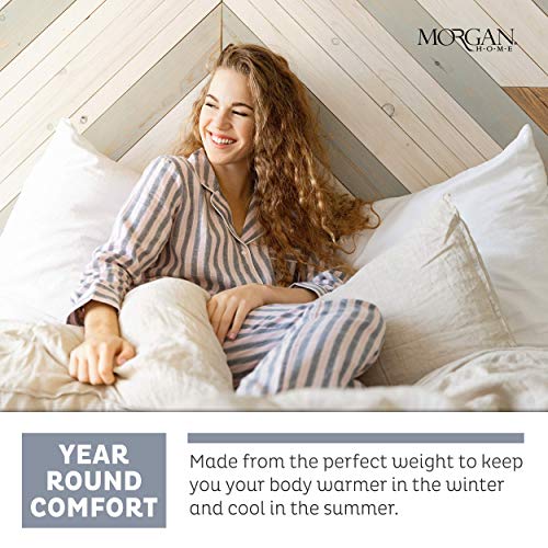 Morgan Home Cotton Rich Twin Xl Size Jersey Sheet Set | T-Shirt Soft | Heather Knit | Machine Washable| All Season Lightweight | Stretch Snug Fit Bed Sheets | Warm & Cozy #TOP4
