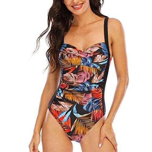 WIN.MAX Costume Intero Donna, Costume Intero con Controllo della Pancia, Costume da Bagno Taglie Forti per Donna Monokini Push-up Vintage, per Coppe da C a DD