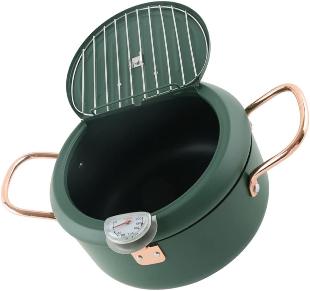 Alipis Japanese Tempura Frying Pot Oil Drainer Rack Carbon Steel Deep Fryer for Home Cooking Mini Fryer Suitable for Induction and Stoves Easy to Clean