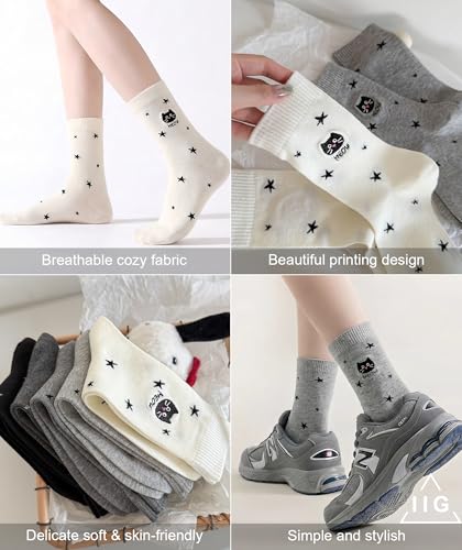 Image of IIG Women's Fashion Cute Cotton Socks Novelty Funny Above Ankle Crew Socks Holiday Gifts for Women 4 /5 Pairs