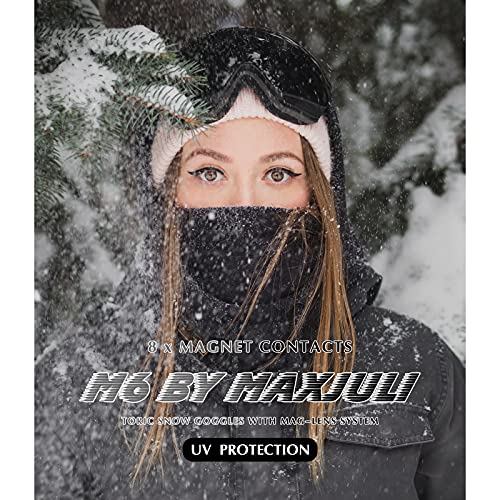 Image of MAXJULI Ski Goggles Men Women with Cover,OTG Snow Goggles with Magnetic Interchangeable Anti-Fog HD Lens UV Protection (Black Frame /Gray Lens)