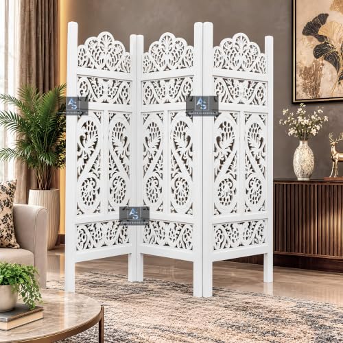 Image of Partition for Living Room,Divider,Partition Wall Room Divider Screen Separator, Wall Panel Divider for Hall | Bedroom |Office | Puja Room | Restaurant S Design (4ft 3 Panel White)