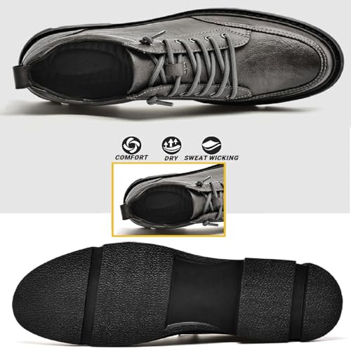 Men's Genuine Leather Retro Chunky Heel Oxfords Fashion Comfort Round Toe Non-Slip Platform Business Formal Lace-Up Shoes4