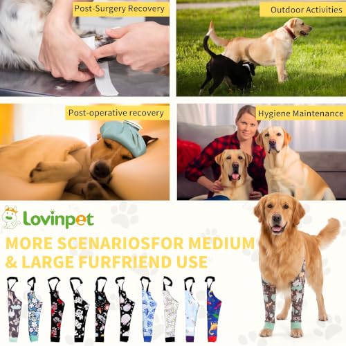 Image of LovinPet Dog Elbow Protector Anti-Licking Elbow Sleeve, Adjustable, Comfortable & Durable Front Leg Guard for Medium to Large Dogs, Prevents Licking and Chewing,Dog Sleeve,Green Grey