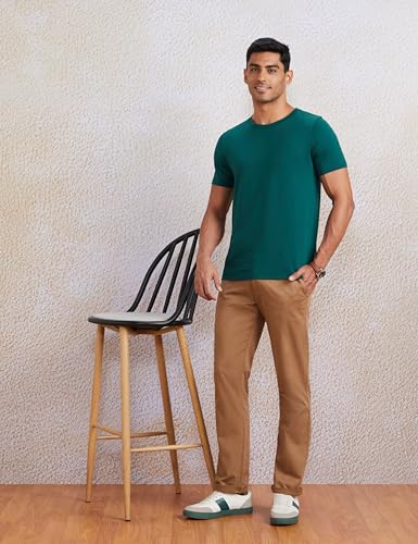 Image of Amazon Brand - Symbol Men's Solid Cotton T Shirt | Round Neck | Half Sleeve | Plain-Regular Fit (Available in Plus Sizes)