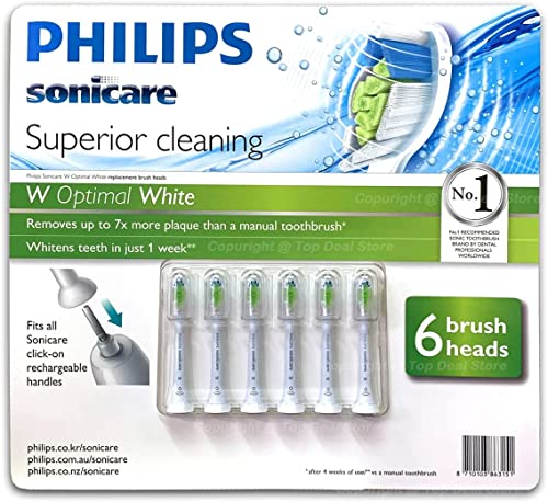 Philips Sonicare W Optimal White Electric toothbrush heads 6 Pack - White