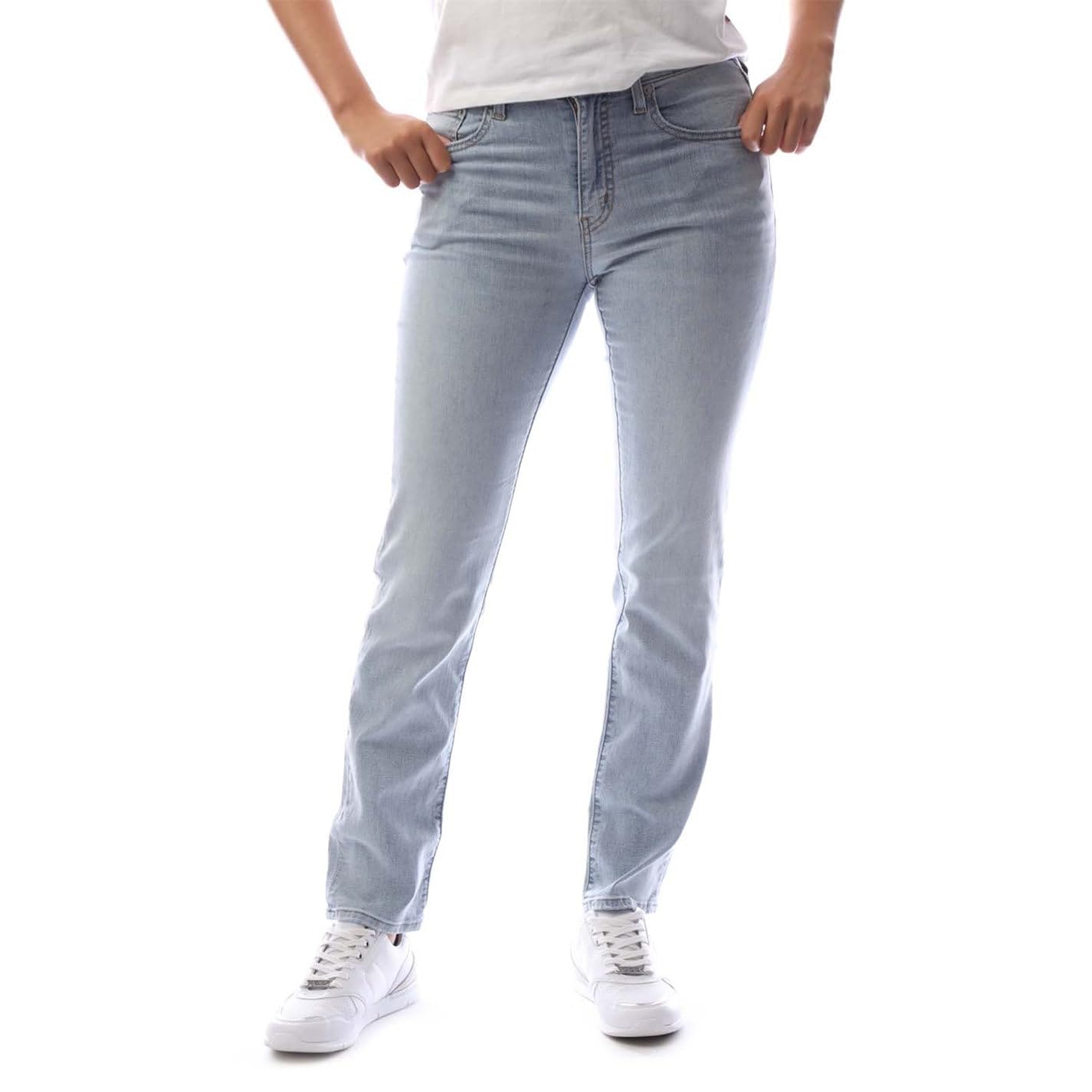 Levi's Women's 724 High Rise Straight Jeans, Cool Bright in Blue, 28W x 32L