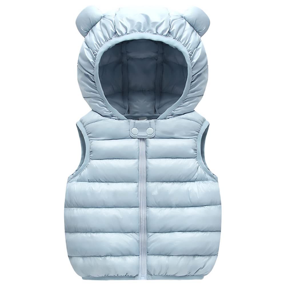 AIWUHE Baby Boys Girls Hooded Puffer Vest Winter Lightweight Sleeveless Bear Ears Zipper Up Jacket Down Vest Coat Vests Kids