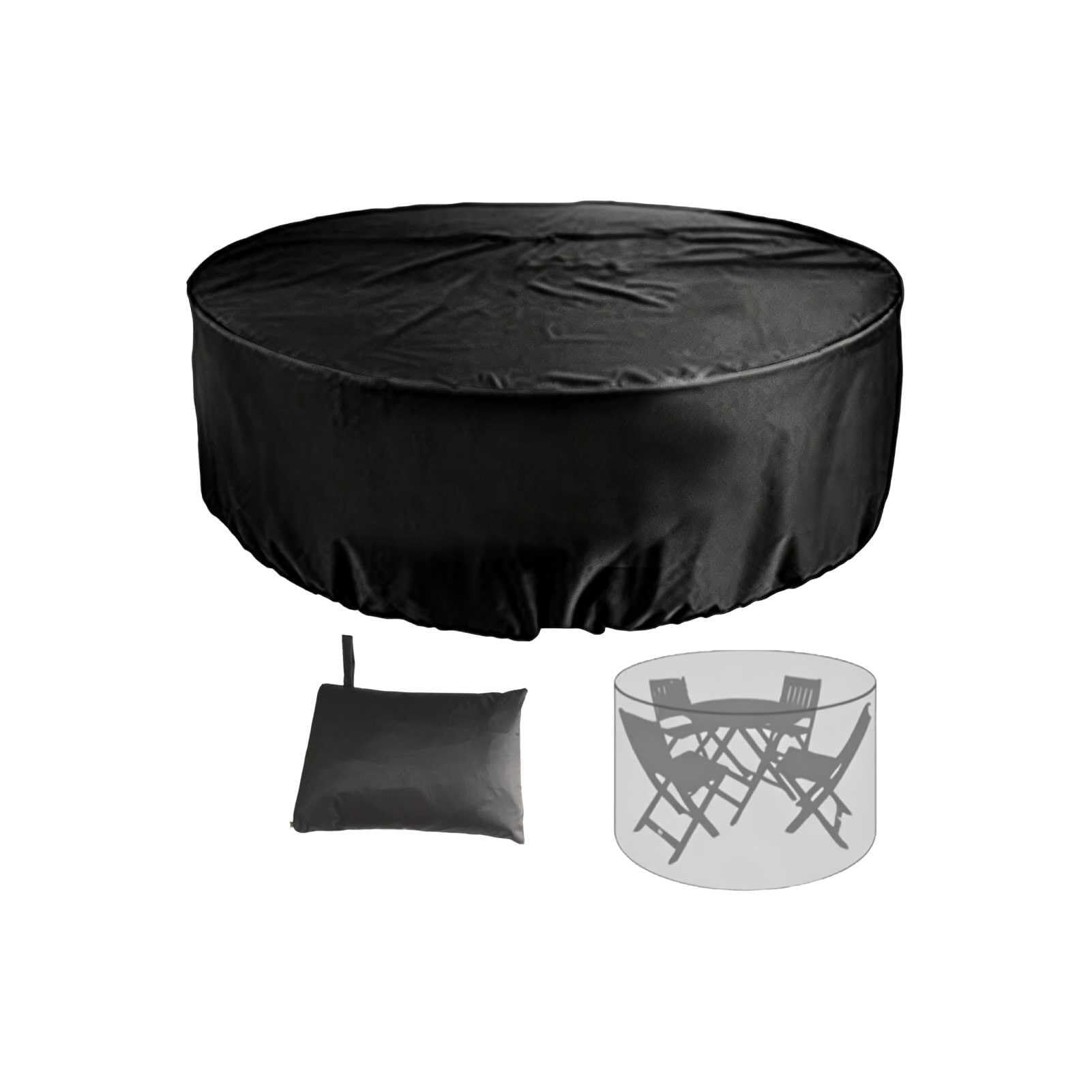 Xabamcjed One Color Round Patio Furniture Cover, Waterproof 210D Oxford Cloth Garden Table With Drawstring, 4 Sizes Available(255*95Cm)