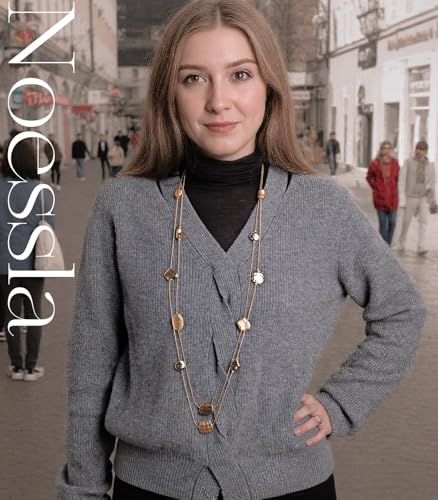 Noessla Long Gold Necklace for Women Long Beaded Chain Necklace Costume Jewelry Gifts for Women Trendy3