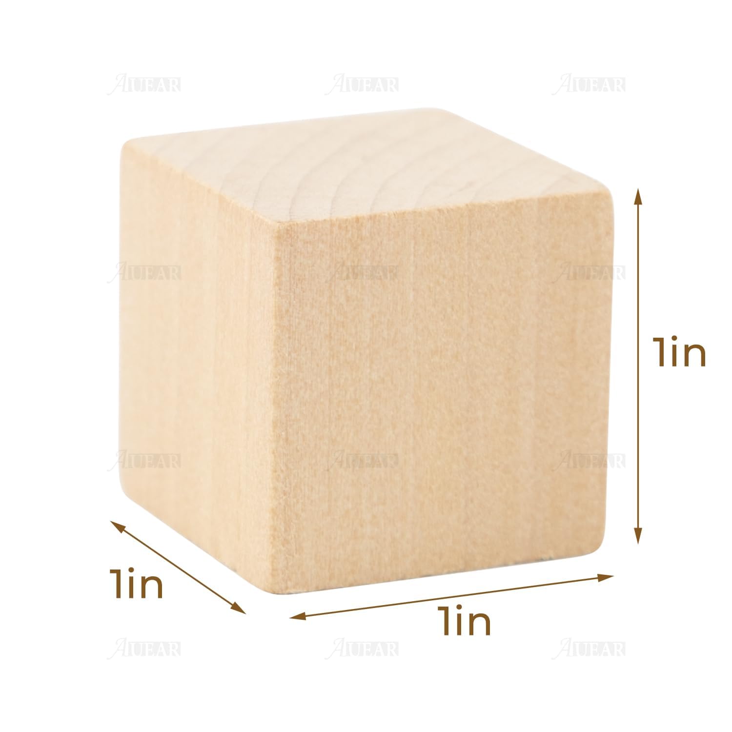 AUEAR, 20 unidades de 1 pulgada de cubo sólido natural sin terminar bloques de construcción de madera para bricolaje manualidades regalos