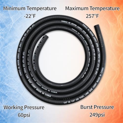 Image of 1 /4 inch ID Fuel Line Hose Braided NBR Rubber Tubing Kit w /Filters Valves Clamps fit for Kawasaki Kohler B S Craftsman MTD Small Engine Generator Mower Automotives (6.6ft)