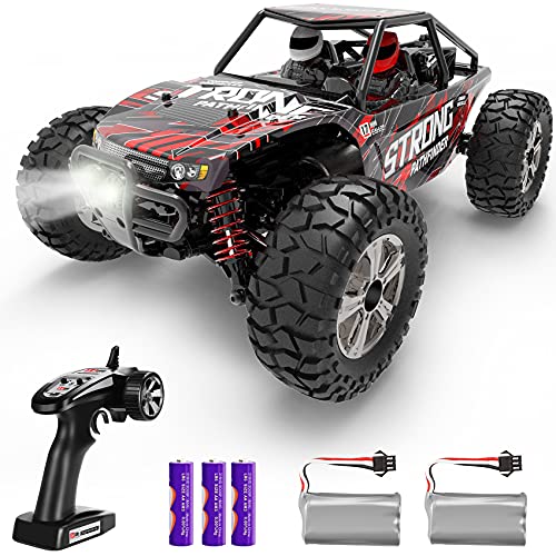 RADCLO 1:14 Scale RC Cars, 4WD High Speed 40 Km h Monster RC Truck for All Terrain, 2.4 GHz Remote Control Car with Headlight and Two 7.4v Rechargeable Batteries for Boys Girls Kids and Adults