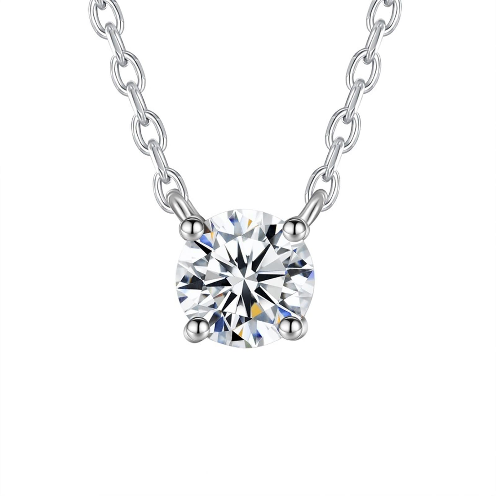Wycian Collares de moissanita para mujer, collar con colgante para mujer, 4 puntas, 4 mm, 5 mm, 6,5 mm, solitario de 0,3 quilates, moissanita de 9 quilates, 14 quilates, oro blanco de 18 quilates, 45