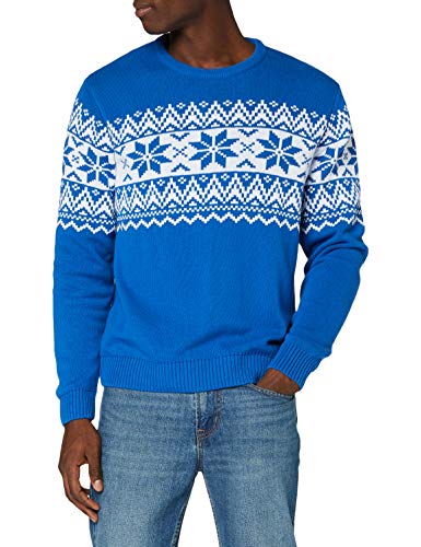 British Christmas Jumpers The Nordic Fairisle Blue Mens Eco Christmas Jumper Sweater Cover