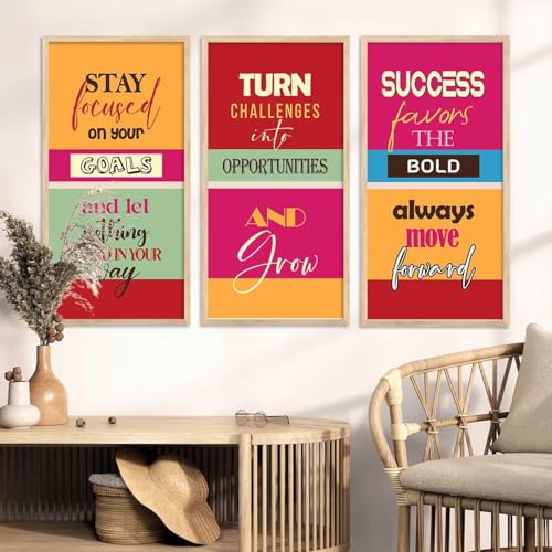 Image of kotart - Motivational Wall Decor Paintings| Painting for wall Hanging | Quotes Wall Decor Paintings | Motivational Quotes Poster With Frame | Wall Hanging Painting For Office Living Room Bedroom Set of 3 (13x25 inch, E)
