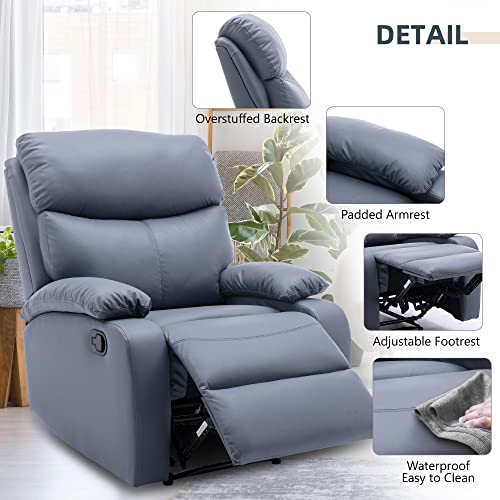 Hzlagm Recliner Chair For Living Room, Manual Recliner With Microfiber Technology Cloth, Overstuffed Single Sofa, Easy To Operate The Footrest & Headrest, Suitable For Small Spaces- Dark Gray #TOP2