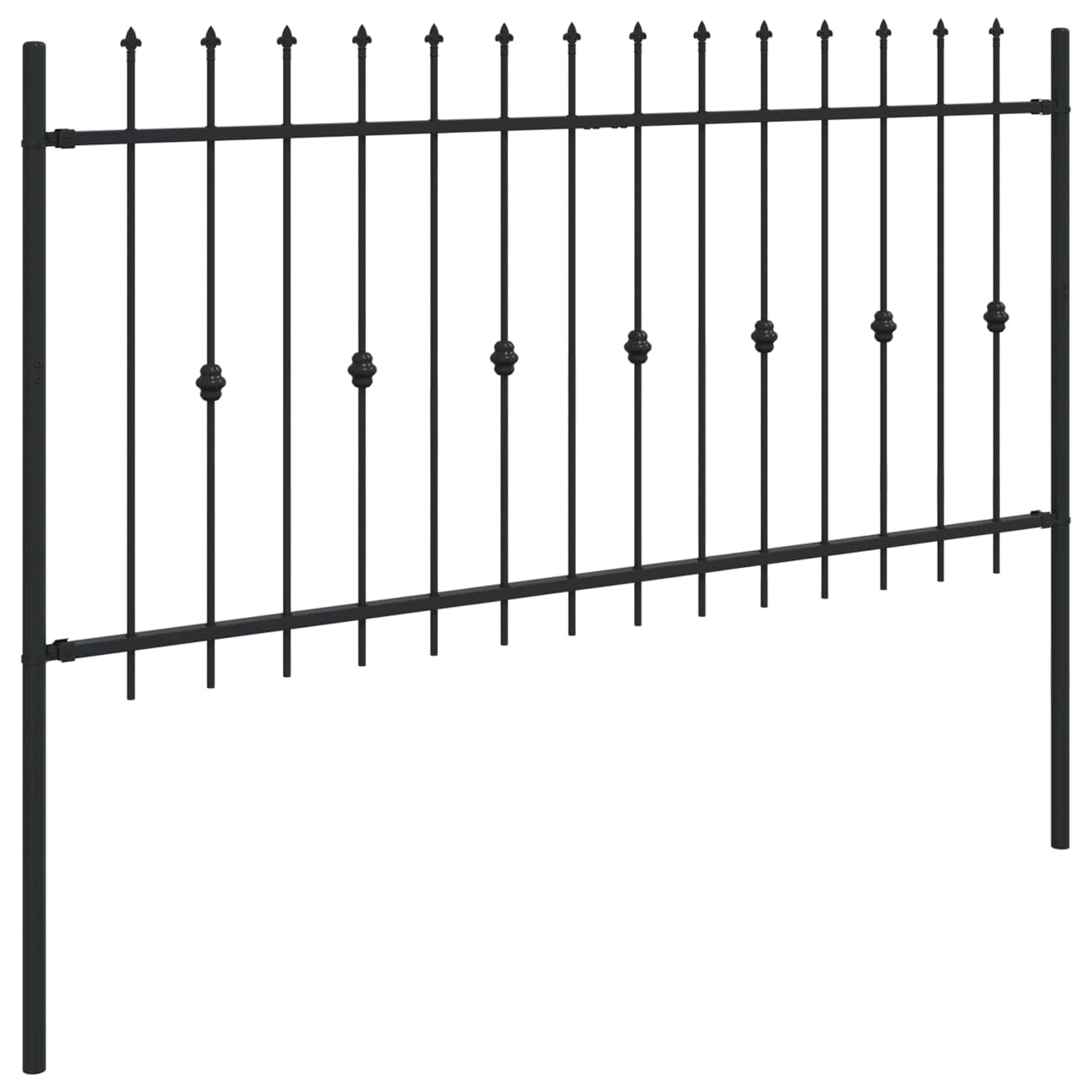 Clôture à Pointe Asten Noir 200 x 150 cm Acier enduit de poudre panneau barrière palissade grillage claustra pour jardin terrasse extérieur séparation intimité