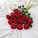 12PCS Artificial Roses Silk Flowers Fake Roses Bouquet Long Stem for Home Wedding Decoration Party (Red)