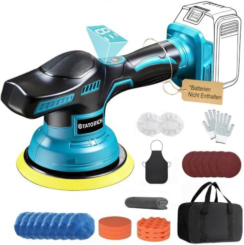 27pcs Poliermaschine Auto für Makita 18V-Akku,6 Zoll Orbital Auto Politur mit 8 Variablen Geschwindigkeiten,Auto poliermaschinen Set, für Polieren/Wachsen/Autodetaillierung(Ohne Ak