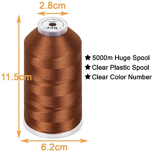 Image of New brothread - Single Huge Spool 5000M Each Polyester Embroidery Machine Thread 40WT for Commercial and Domestic Machines - Clay Brown