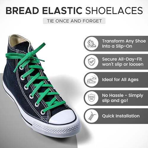 Image of Bread Elastic Shoelaces - Tie Once, Slip On Convenience - Premium Stretch Laces for Boots, Running Shoes, and Everyday Wear
