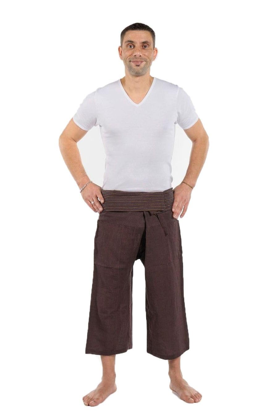 FANTAZIA Pantacourt Fisherman Thai - Taille S au XXXL Marron Rayures Marron