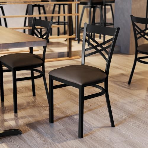 Image of Flash Furniture Hercules X-Back Restaurant Chair - Vinyl Seat, Black /Mocha