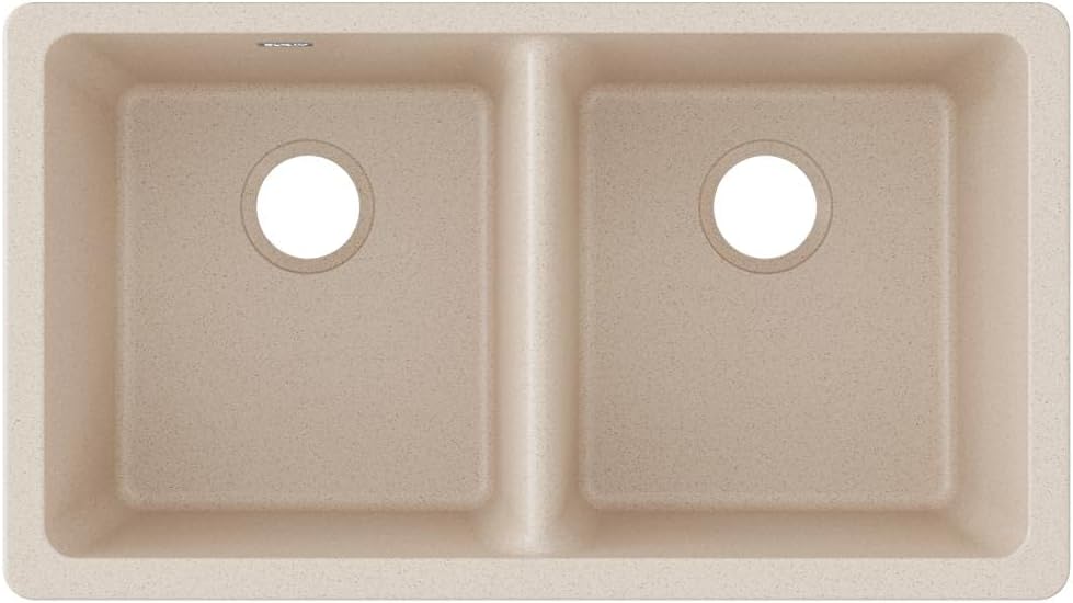 Elkay Quartz Classic ELGU3322BQ0 Equal Double Bowl Undermount Sink, Bisque