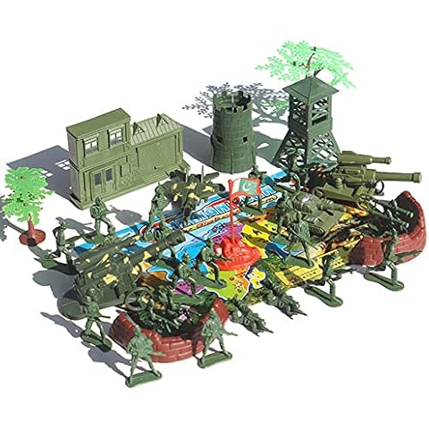 BYNYXI Army Toys for Boys, Mini Army Toy Tank Army Models Car Toys Plastic 5cm Soldiers Playset Includes Toy Panzer Helicopter Playset for 3 4 5 6 7 8 Age Kids Boys 37 Pcs (Type 3) Cover