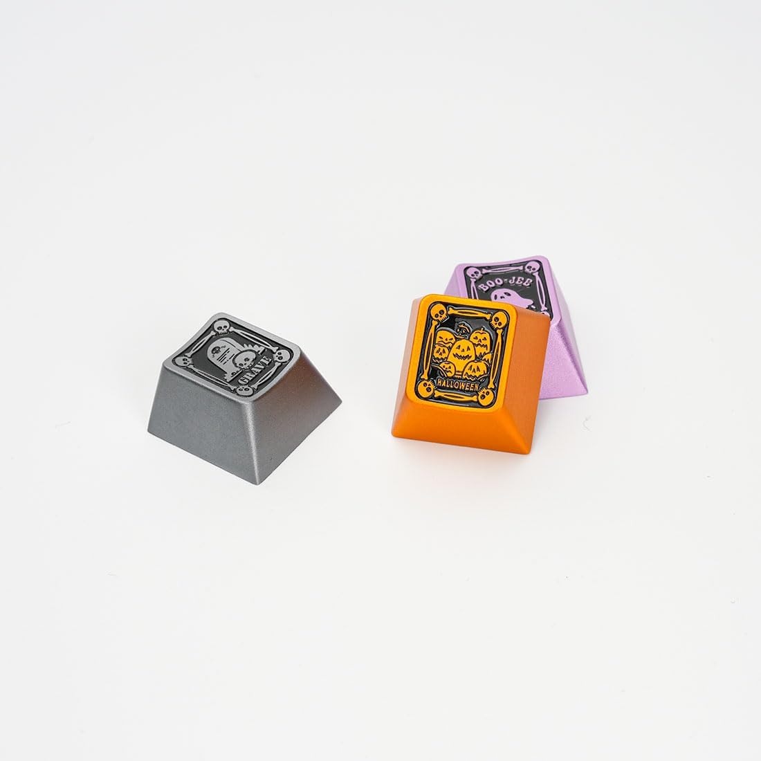 Keycaps for Mechanical Keyboard, Halloween Aluminum Alloy Cute Keycaps for R4-1U ESC Row, Original-Profile 220-Grit Anodizing, 3PCS