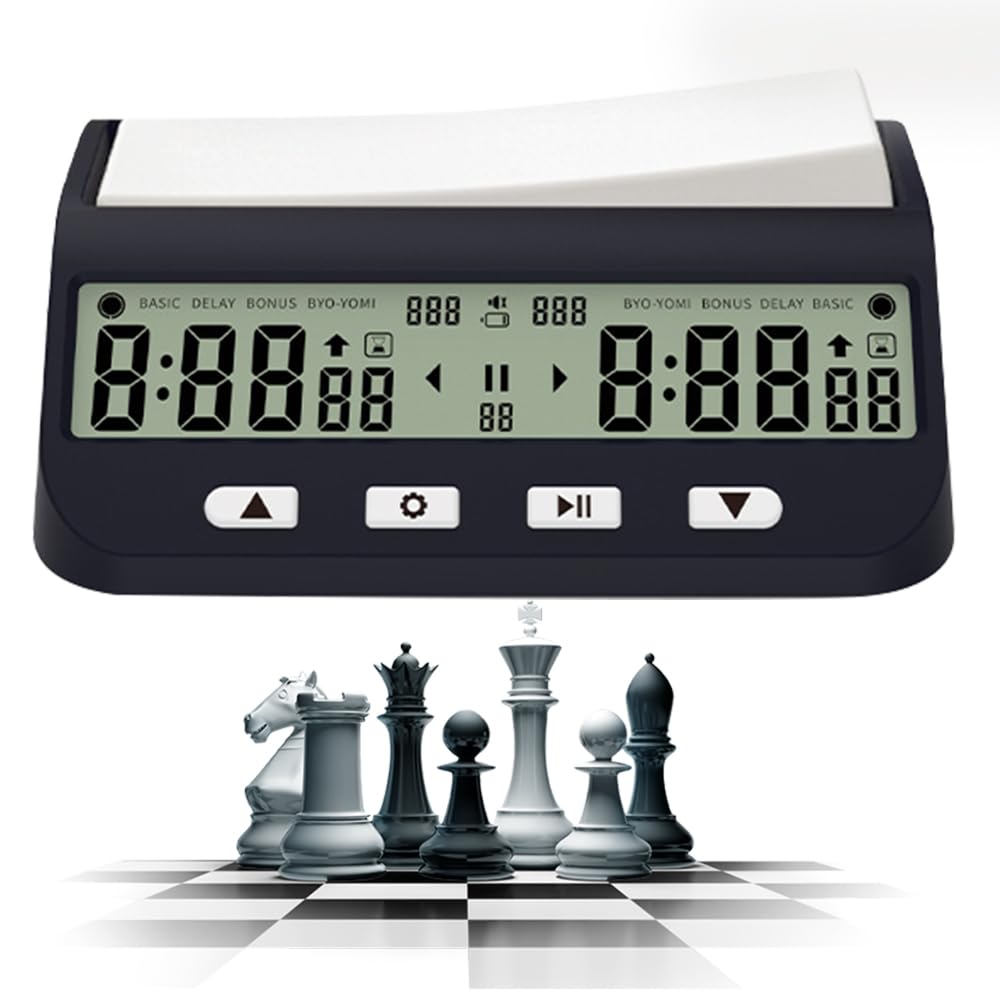 Minuteur d'échecs numérique,Horloge D'échecs Numérique Professionnelle,5 en 1 Timer echec avec Grand Bouton Bascule chronomètre,Horloge Echec De Retard Et De Temps Positif pourMaison etTournois