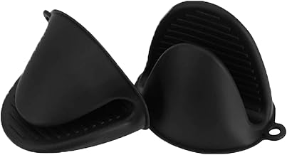 Oven Gloves | Oven Mitts | Kitchen Gloves | Silicone Oven Gloves Air Fryer | Kitchen Tools | Air Fryer Accessories | Airfyer Accessories | BPA Free (Silicone BPA Free, Black)