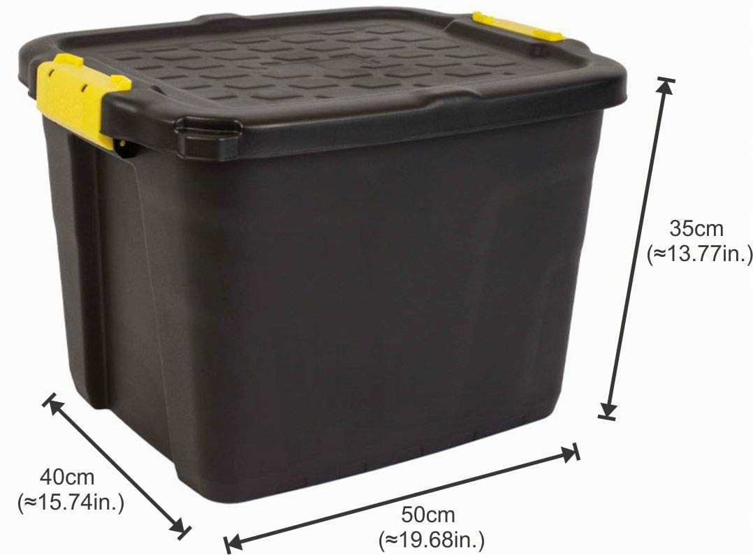 Strata Aufbewahrungsbox Hohe Belastbarkeit, 42 L, Plastik, schwarz/gelb, 50 x 40 x 35 cm
