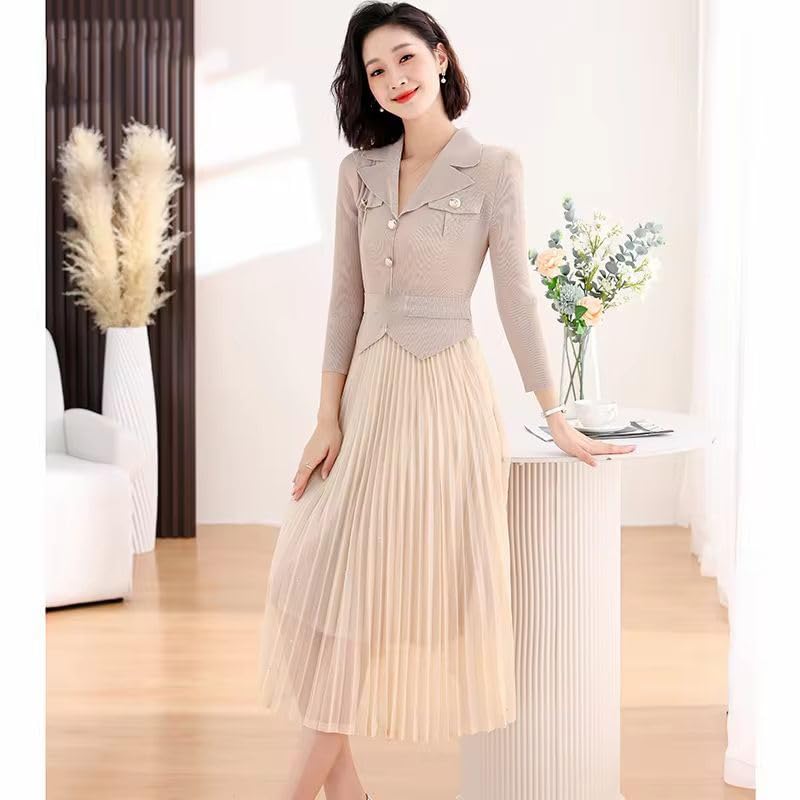 Robe midi manches longues pour une fête décontractée en maille - 6