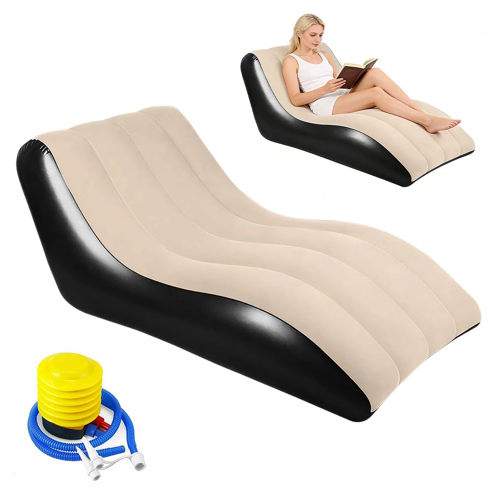 Gohytal Aufblasbares Sofa, Aufblasbar Liege, Aufblasbar Luftbett mit Luftpumpe, Aufblasbare Couch, Sessel, Lounge, Camping Sofa, Geeignet für Drinnen Draußen