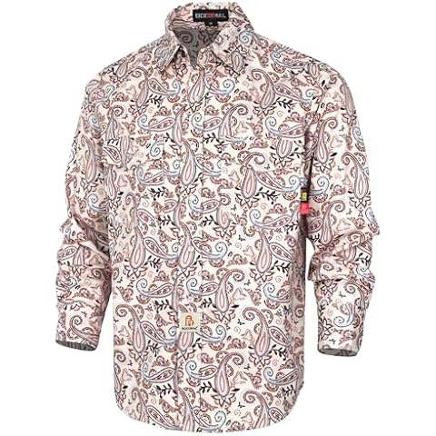 BOCOMAL FR Shirts Printed Paisley Lightweight Pearl Snaps Down Flame Resistant NFPA2112 CAT2 Work Shirt Cover
