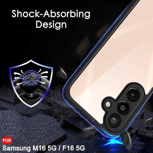 Image of TheGiftKart Hybrid Shockproof Back Cover Case for Samsung Galaxy M16 5G / F16 5G | Hard Back Case Cover for Samsung Galaxy M16 5G / F16 5G (PC & TPU, Transparent Clear Back, Black Sides)
