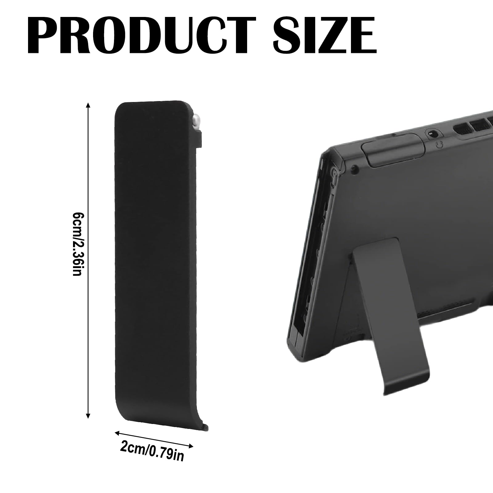 YANAJIAJIA Compatible with Nintendo Switch Stand – Replacement Repair Spare Part, Foldable Back Shell Holder, Black (Pocket Size 6x2cm) - 3