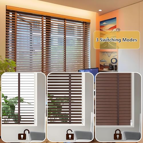 Persiana veneciana de madera de 50mm con diseño elegante y lamas horizontales a medida 5