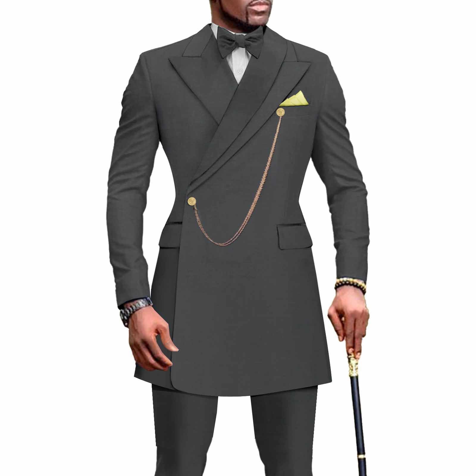 Dwuczęściowe Stroje Męskie z Afryki Koszula I Spodnie Dashiki Tradycyjny Garnitur Haftowany Dres Długi Rękaw Ubrania na Wieczór Weselny Dopasowany Krój (Color : Gray, Size : 4XL)