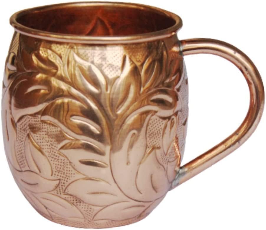 Pure Copper Unique Flower Design Moscow Mule Mug for gifting men women friends,TSSI Handicraft