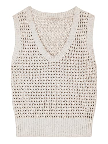 Image of Women's Crochet Tank Tops Sleeveless Sequins Lightweight Sweaters Bohemian Beach Hollow Out Knitted Vest