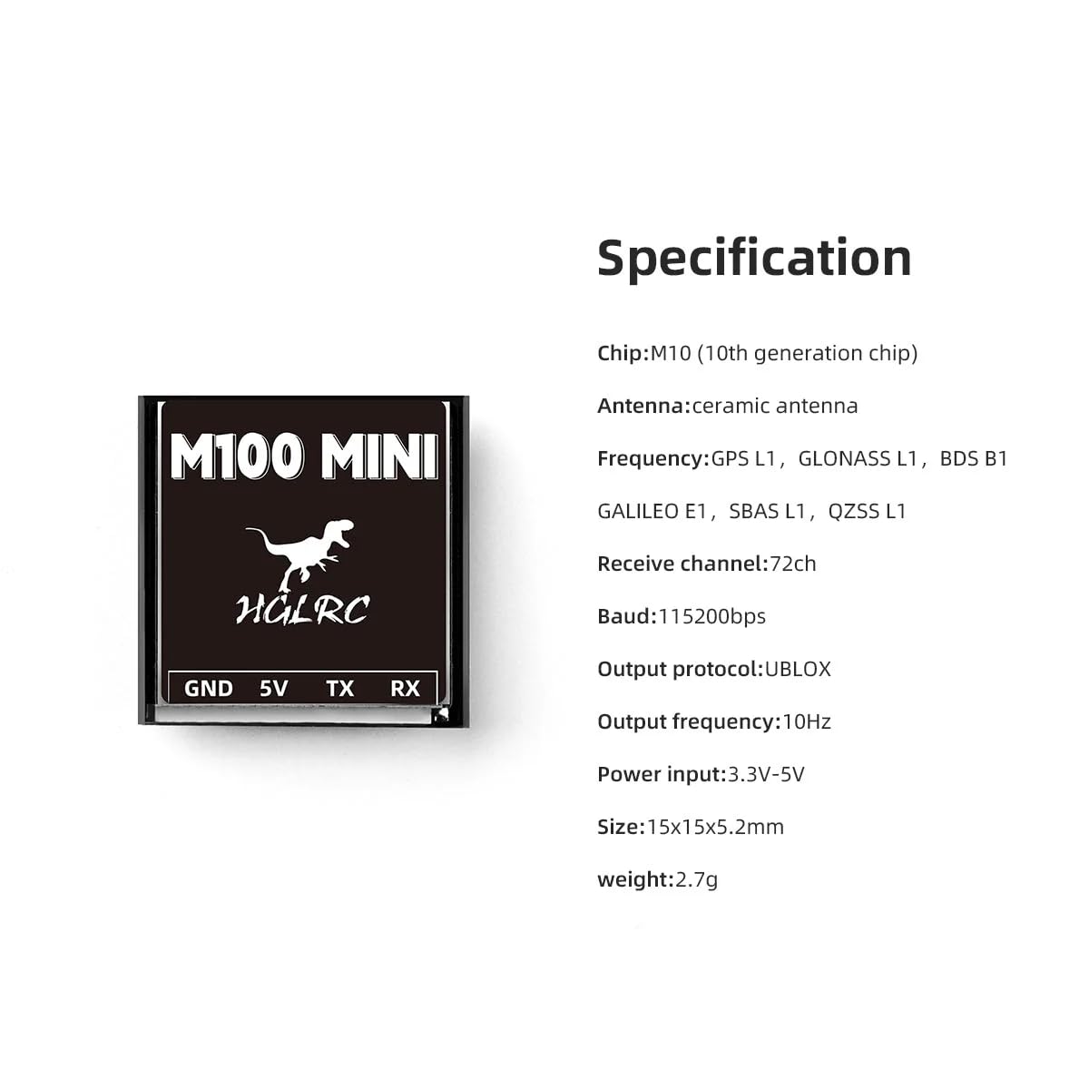 Módulo GPS HGLRC Mini M100 para UBLOX compatible con 2-7 pulgadas FPV Racing Drone