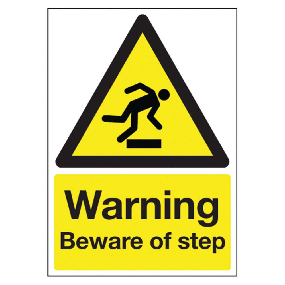 SIGNSLAB HA21451R Safety Sign "Warning: Beware Of Step", A5, PVC
