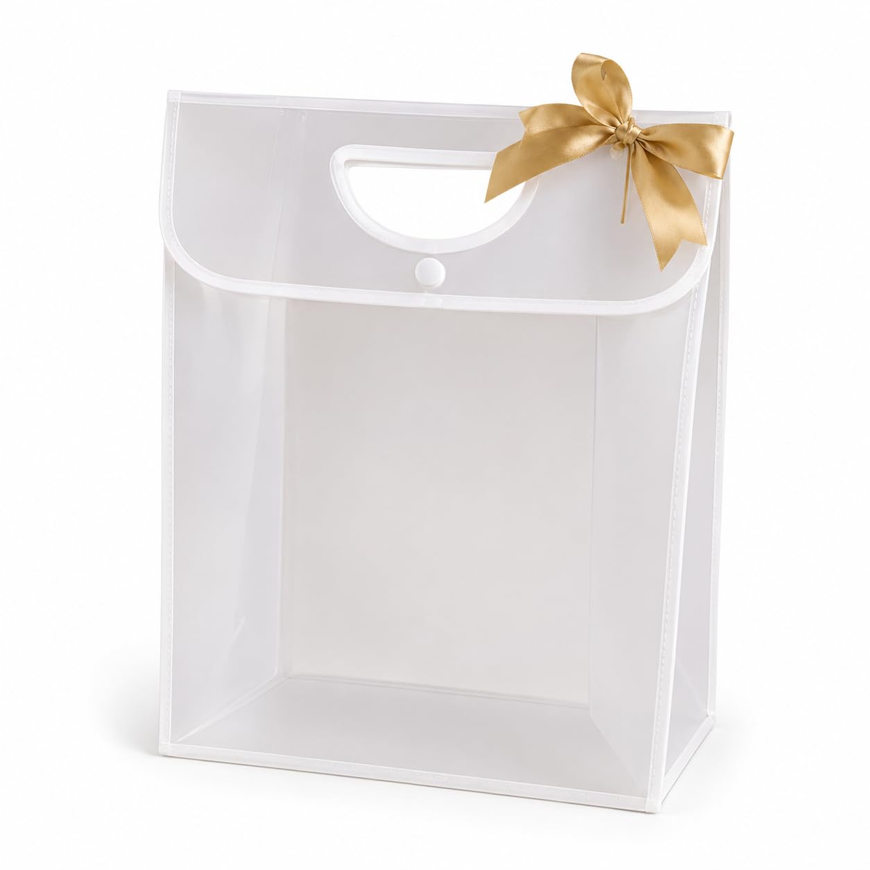 Frosted PVC Gift Bag with Transparent Display Window, Reusable Gift Packaging Bag with Satin Ribbon, Luxury Gift Hamper Bag for Flowers, Chocolates, Weddings, Birthdays, Corporate Gifts, SET OF 10-image-38