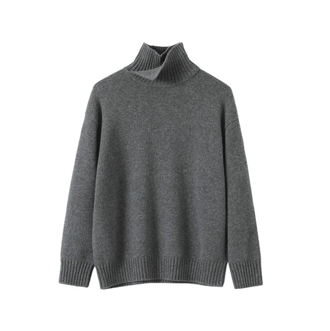 Damski sweter z golfem w jednolitym kolorze, oversize, sweter na co dzień