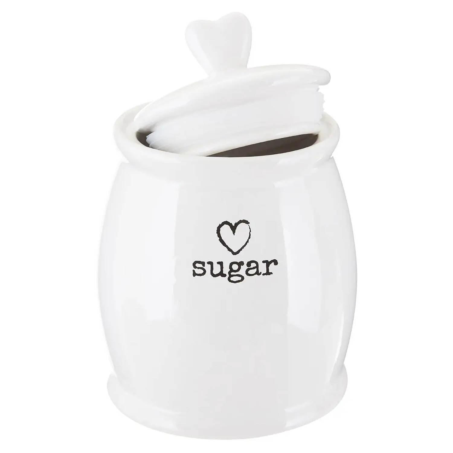 UNIQUE HOME LIVING Sugar Canister, 800ml White Dolomite Storage Canister with Airtight Lid, Kitchen Storage Jar Container for Tea, Easy to Open, Kitchen Accessories Essentials, 16 x 12cm โ image 1