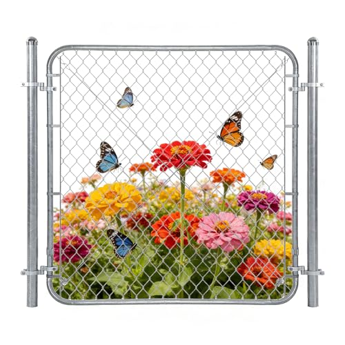 Adjustable Chain Link Fence Gate with Posts 48 H x 24-72 W Galvanized Metal Outdoor Fence Gate Kit for Yard Garden & Farm Heavy Duty Chain Link Gate for Backyard Pet Enclosure Side Gates