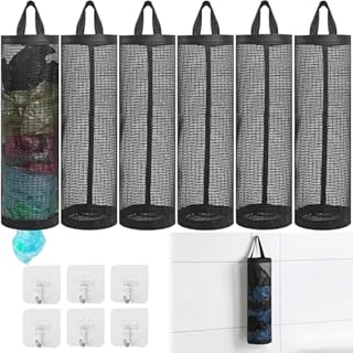 6 Pcs Carrier Bag Storage, Carrier Bag Holder With 6 Pcs Sticky Hooks, Plastic Bag Holder Plastic Bag Storage,Bag Dispenser For Storing Garbage Bags Or Other Small Items
